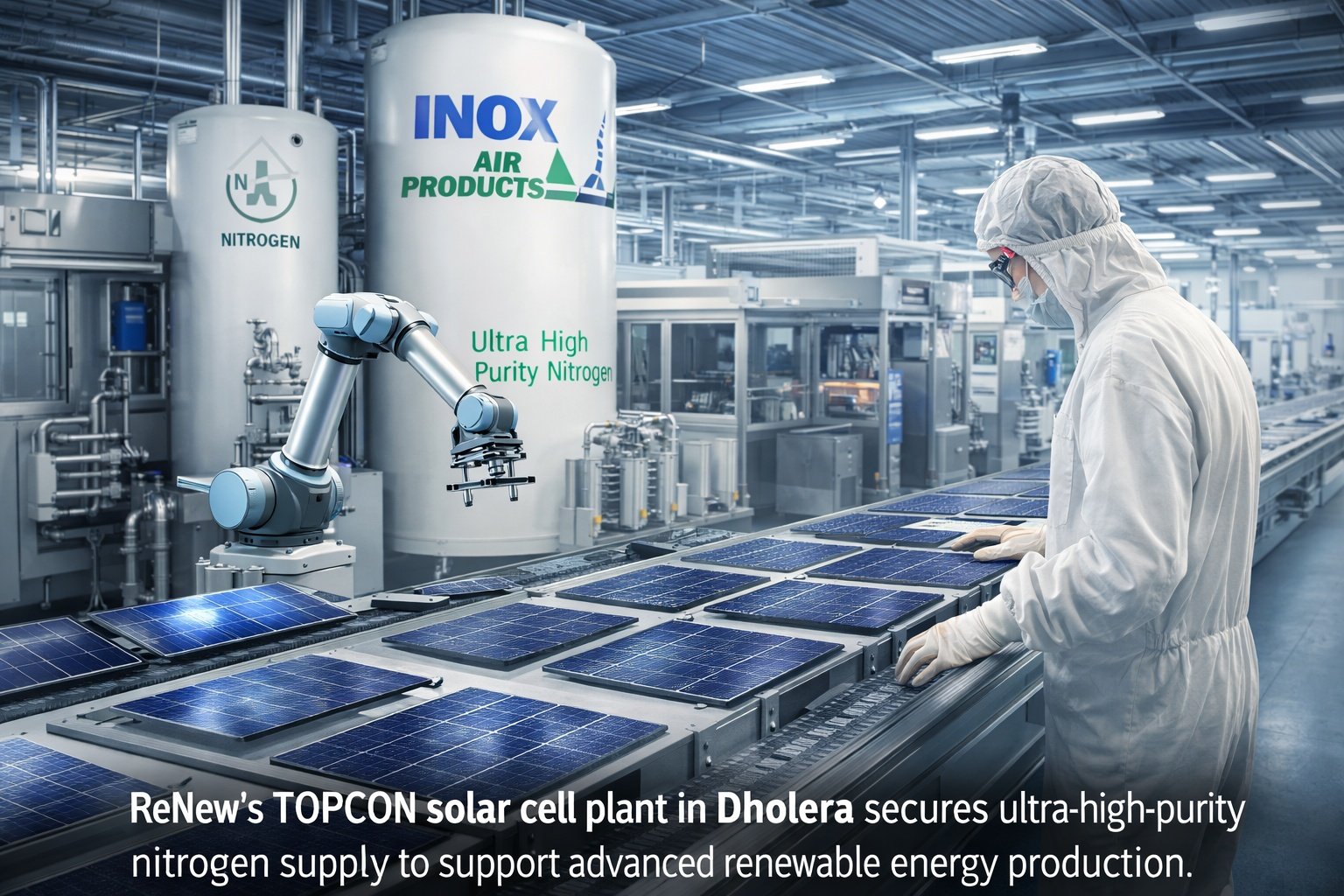 ReNew Solar Cell Plant Secures Ultra-High-Purity Nitrogen Supply in Dholera